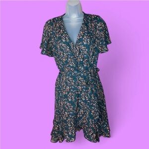 Sadie & Sage Faux Wrap Leopard Print Dress M